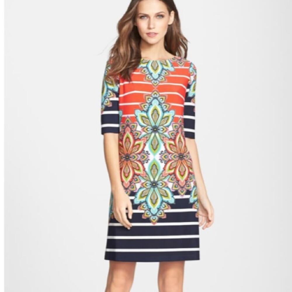 NWT ELIZA J Paisley and Stripes Jersey Knit Dress